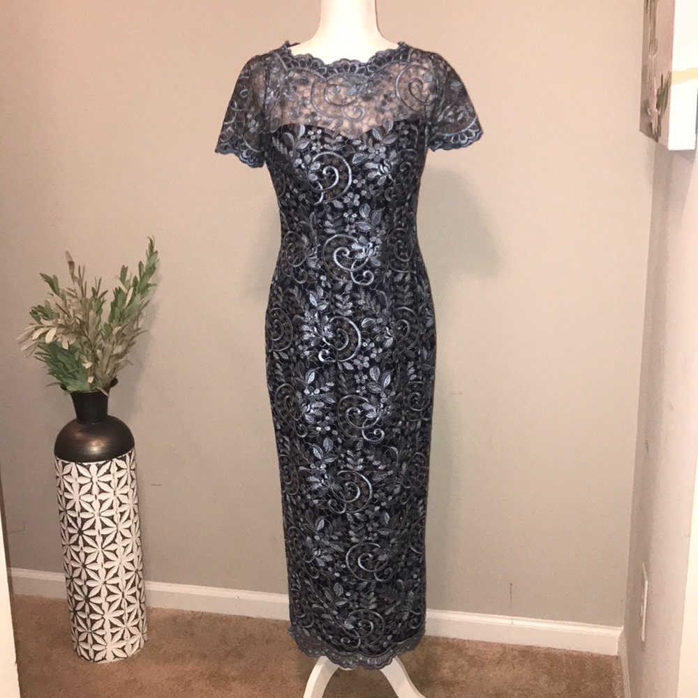 Js Collections Metallic Scroll-Embroidered Dress - image 1